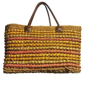 Large straw beach bag Colorful 12x19 vacation cruise shopping